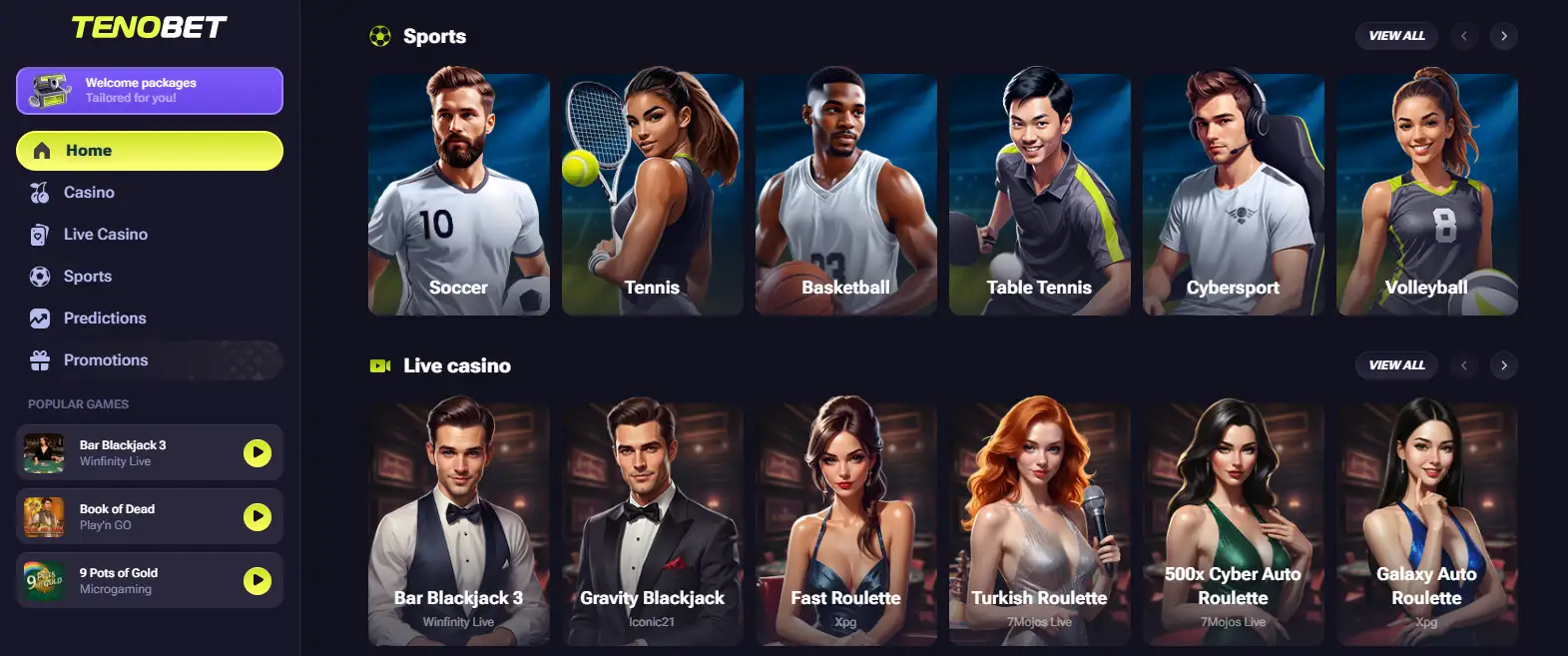 TenoBet Games – Casino Categories and Providers