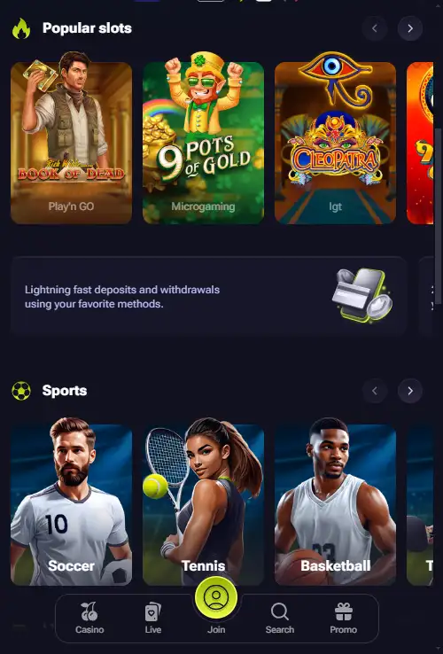 TenoBet Mobile Casino and App Options